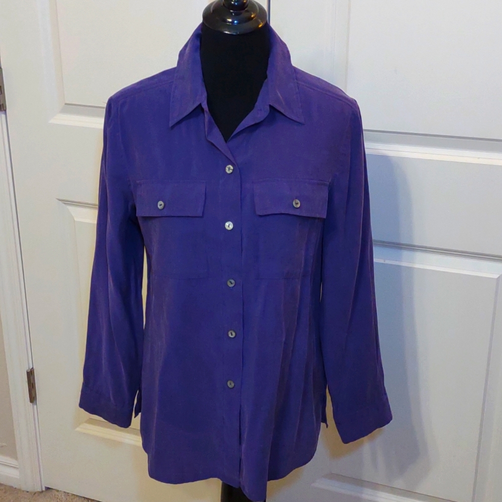 Chico's Purple Button Down Modal Blouse EUC